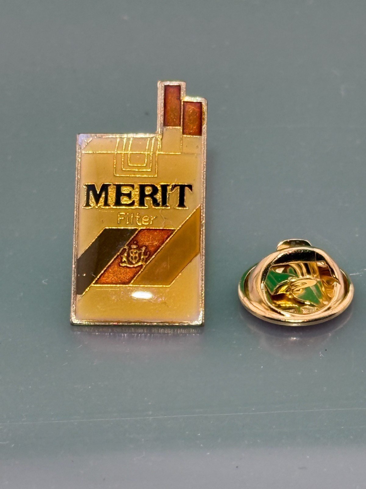 Merit Filter Cigarette Enamel Lapel Pin – Vintage 80s Hat Pin -Made in Taiwan