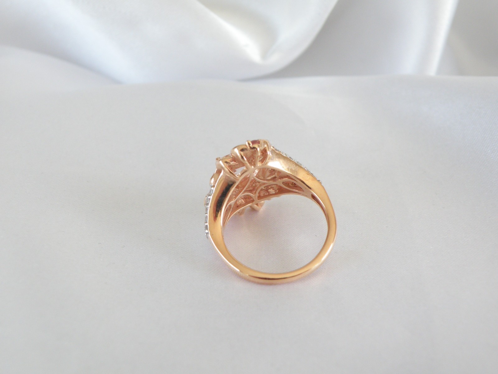 Sterling Silver 925 Rose Gold on Morganite Quartz Antique Style Ring Size 6