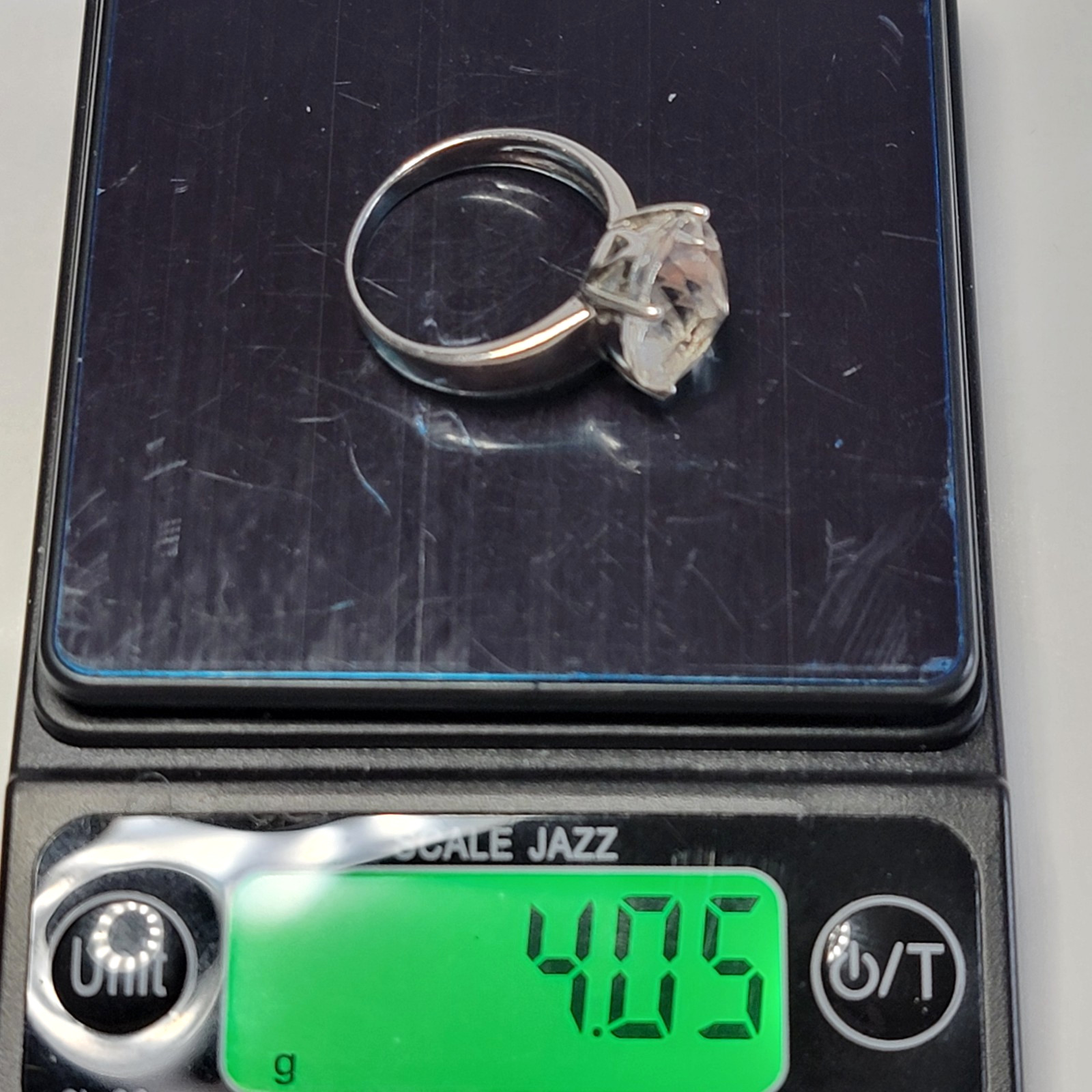 Natural Clear Quartz Ring 925 Sterling Silver 12mm Healing Crystal Size 7.75