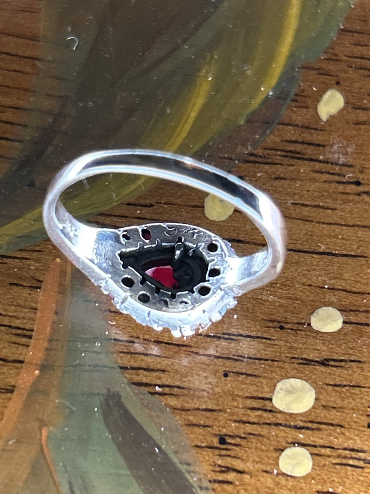 Vintage 925 Sterling Silver Ruby Sapphire Jade Marcasite Ring Size 7.5