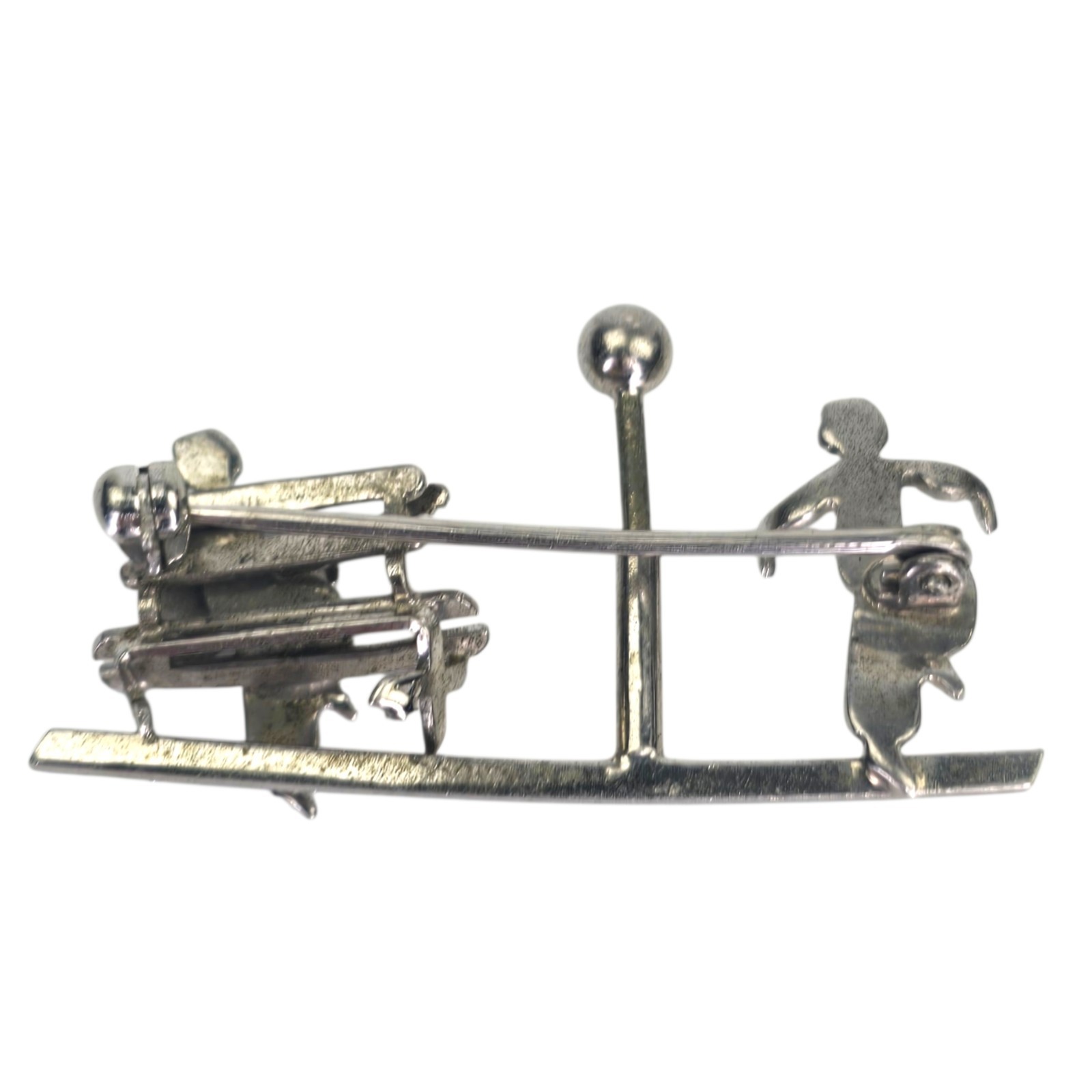 Antique Sterling Silver Whimsical Musician Guitar Dancer Artisan Crafted Brooch