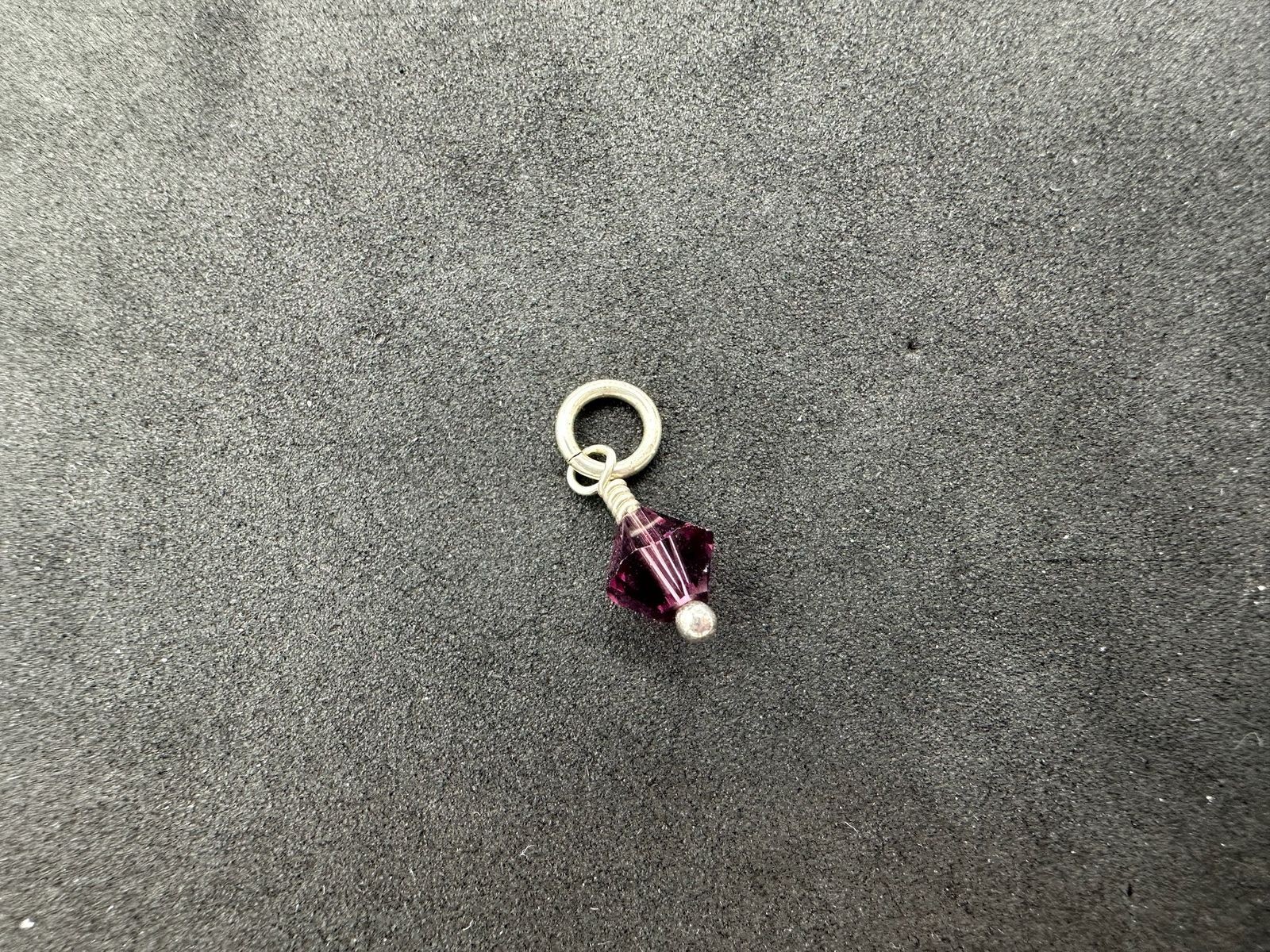 0.46g Vintage Sterling Silver 925 Purple Faceted Bead Pendant Small Charm M
