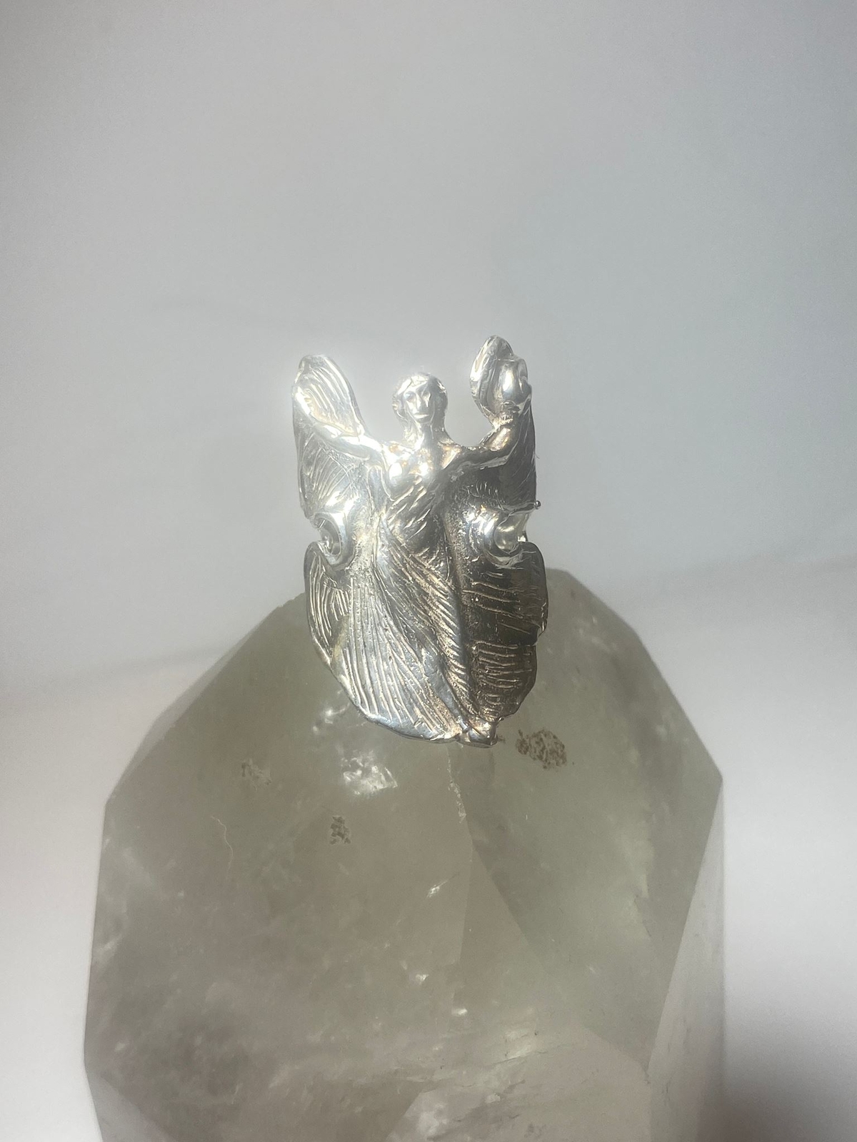 Wings Lady ring Art Deco influences band sterling silver women girls