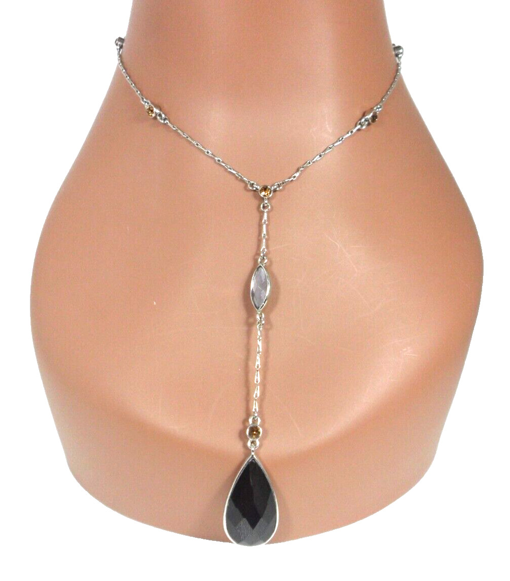 Lia Sophia Lavalier Necklace Georgian Y Drop Edwardian Teardrop Pendant Station