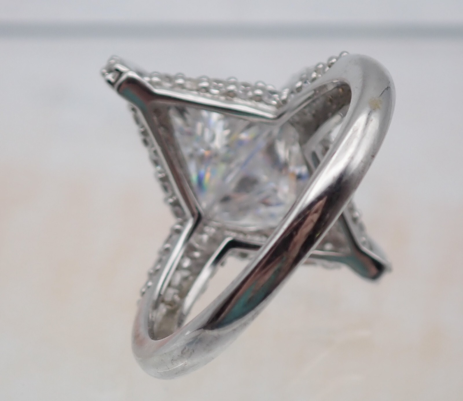 Vtg HSN High Relief Blue Clear CZ Pave Designer Sterling Silver Size 12 Ring