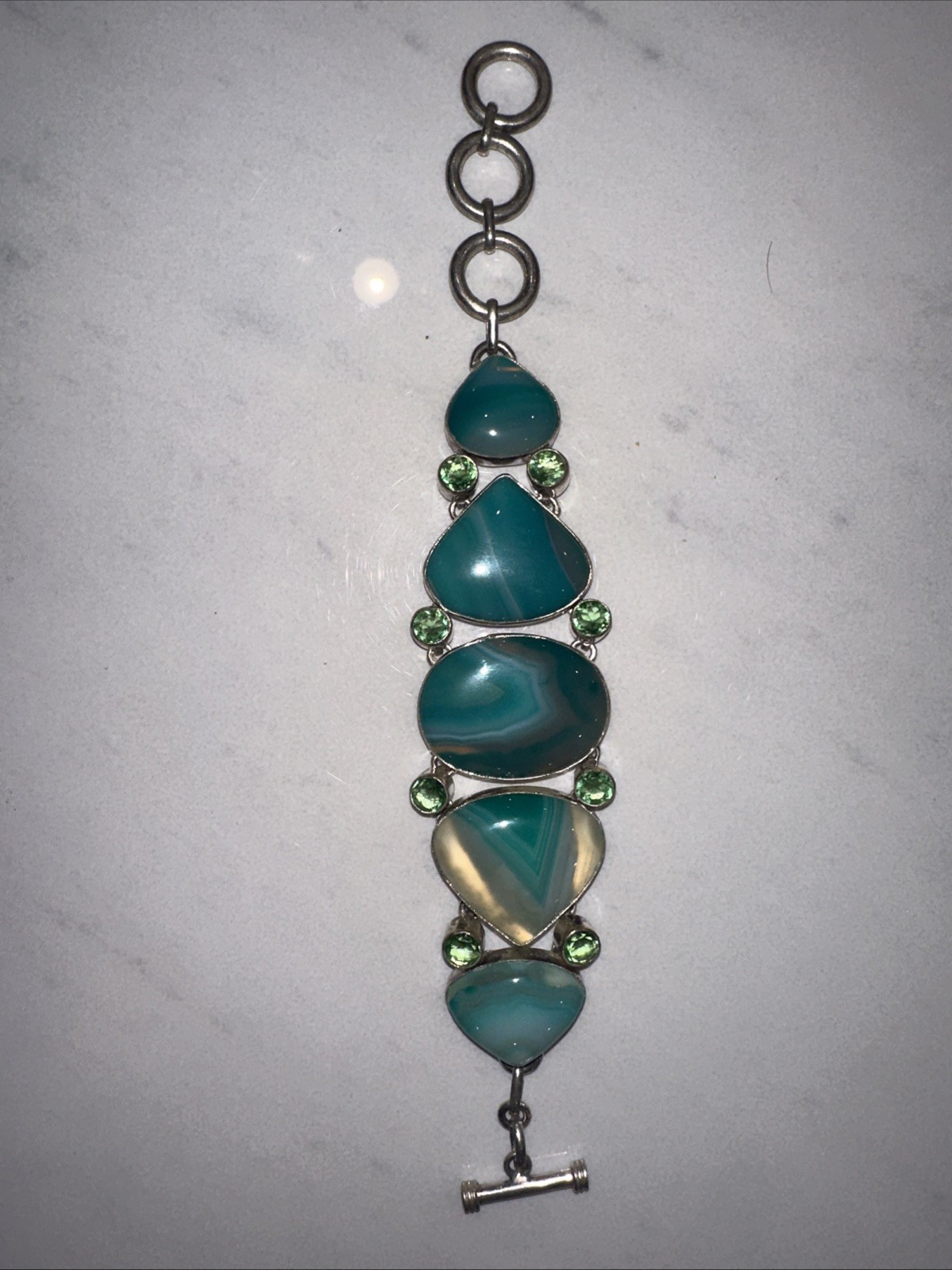 Vintage Sterling Silver Bracelet With blue agate Genstones