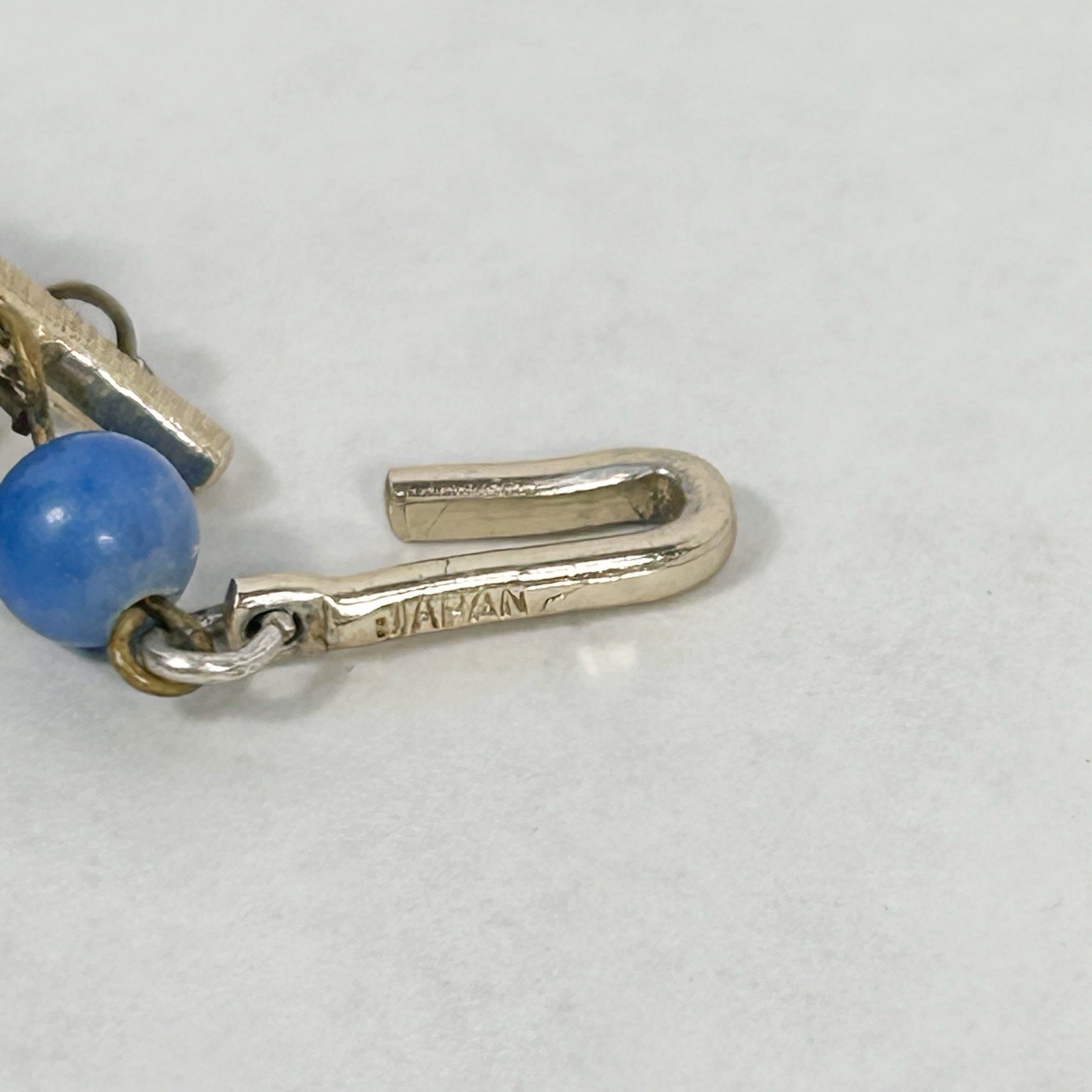 Vintage JAPAN Double Strand Blue Bead Necklace 17.5” Faux Pearl Acrylic Glass