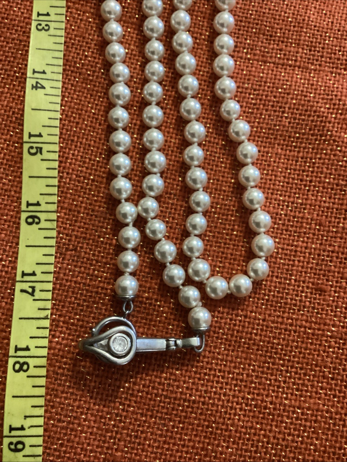 Vintage Henri Bendel 10mm Faux Pearls Necklace 74” STUNNING! Signed