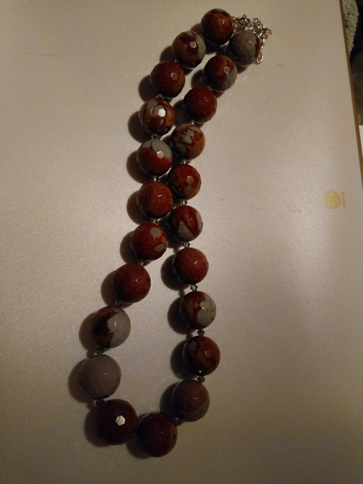 Natural Polychrome Jasper Polished Faceted Necklace Statement Heavy Pretty
