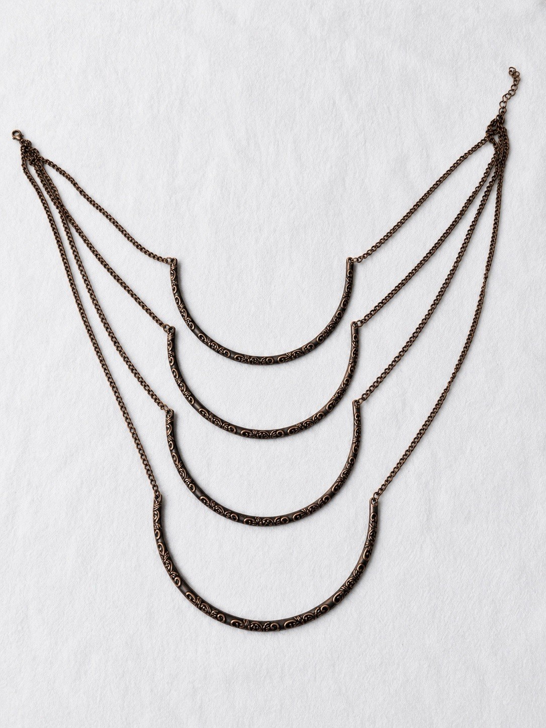 Vintage Antiqued Brass-Tone Layered Statement Necklace