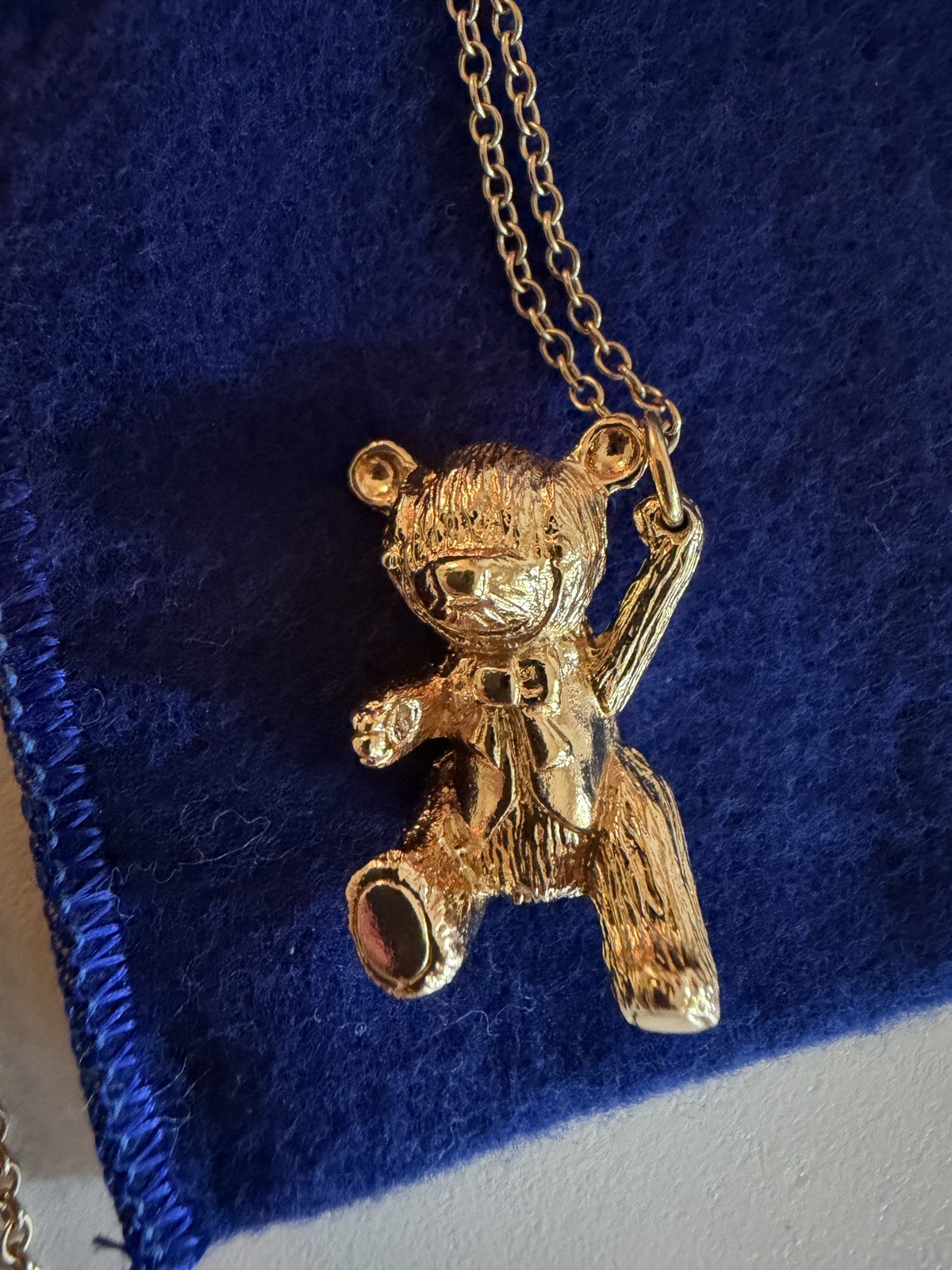 Vintage Franklin Mint 24kt Gold Plated 1978 Teddy Bear Pendant