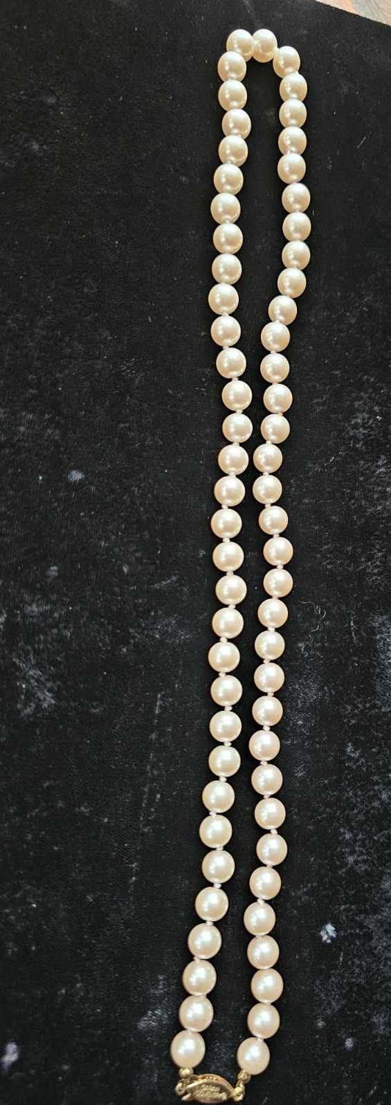 Vtg Sarah Cov Signed Knotted Faux Pearl Pink Necklace Fish Hook Clasp 8mm 22″