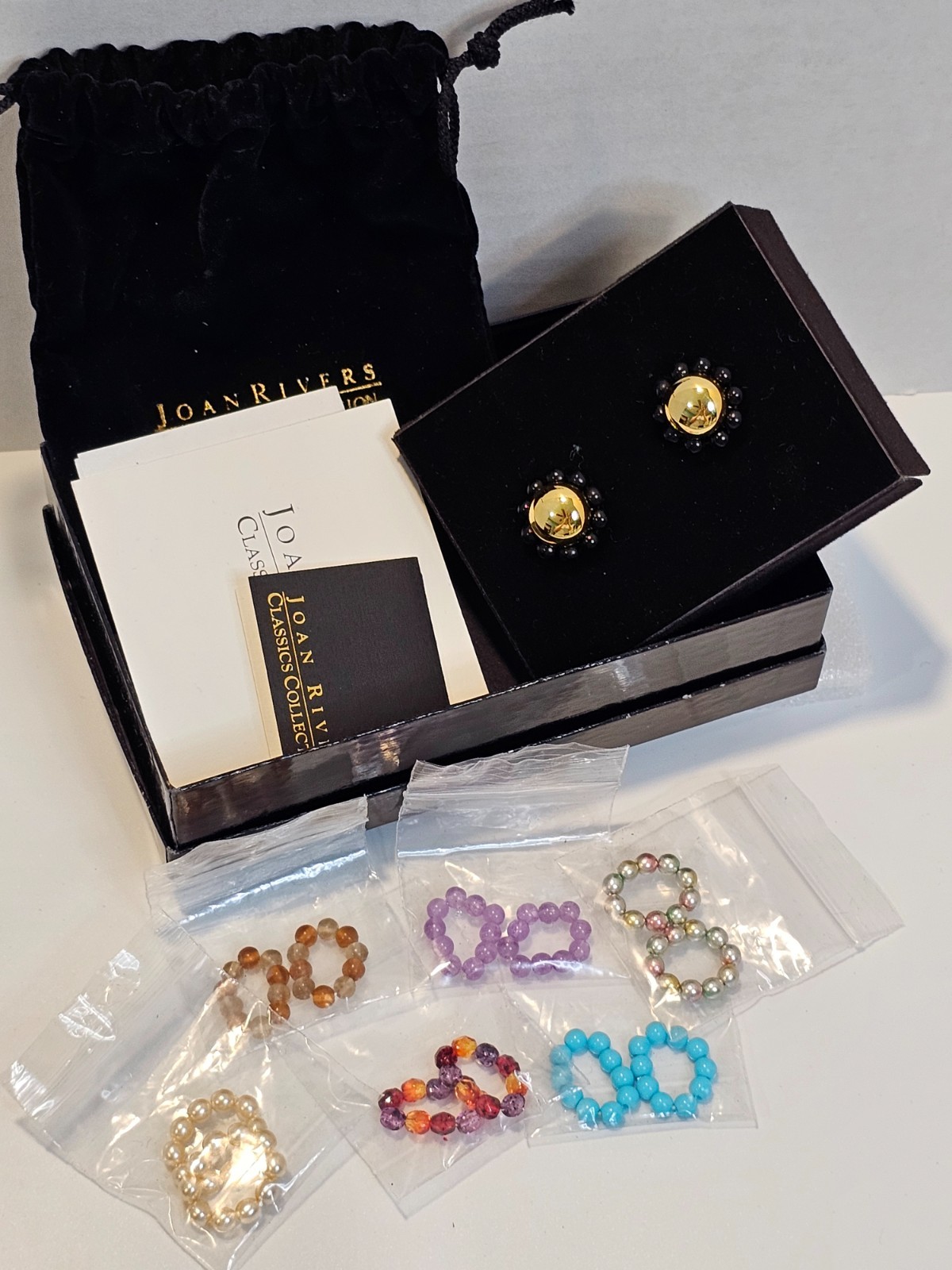 Vintage Joan Rivers Earrings set convertible bead faux pearl multicolor