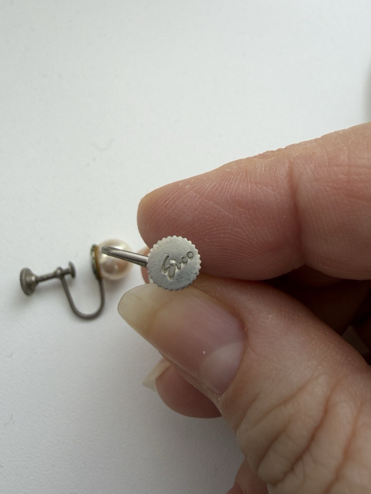 VTG EVCO Pearl Screw Back Earrings Silver Tone MCM Old Money Wedding 50s Retro