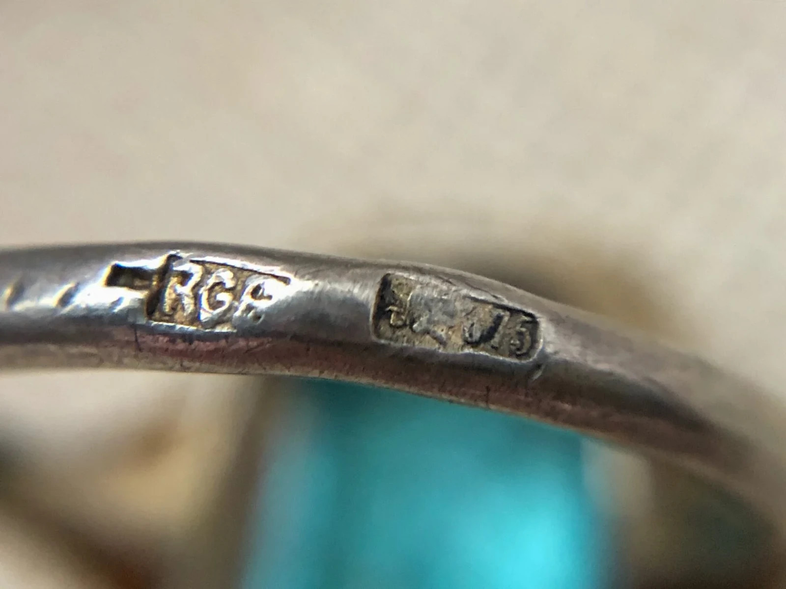 Original Vintage Estate Ring Soviet Sterling Silver 875 Aquamarine Size 8.5 USSR