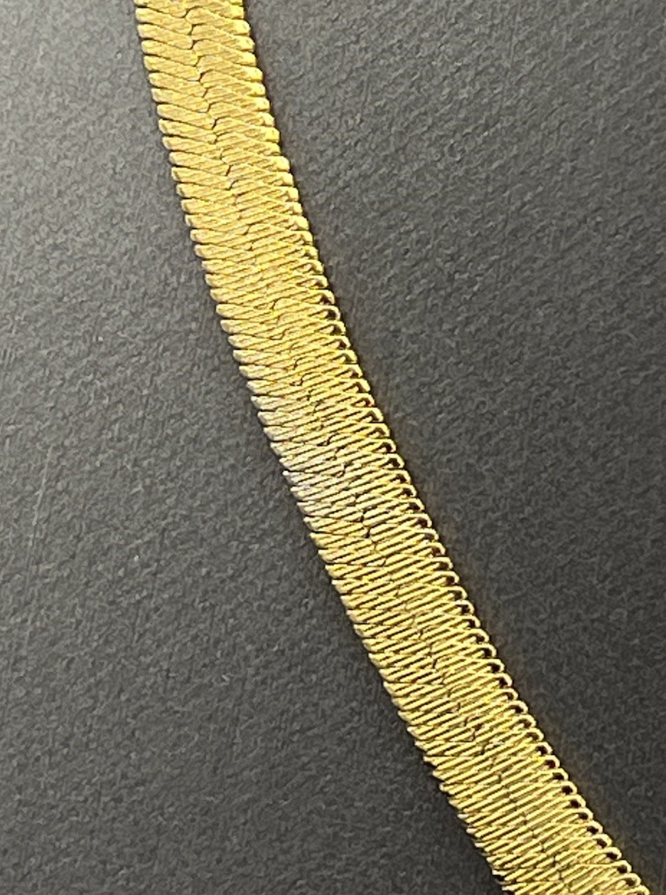 Vintage Napier Gold Tone 1/4” Flat Herringbone Chain Necklace 20” READ