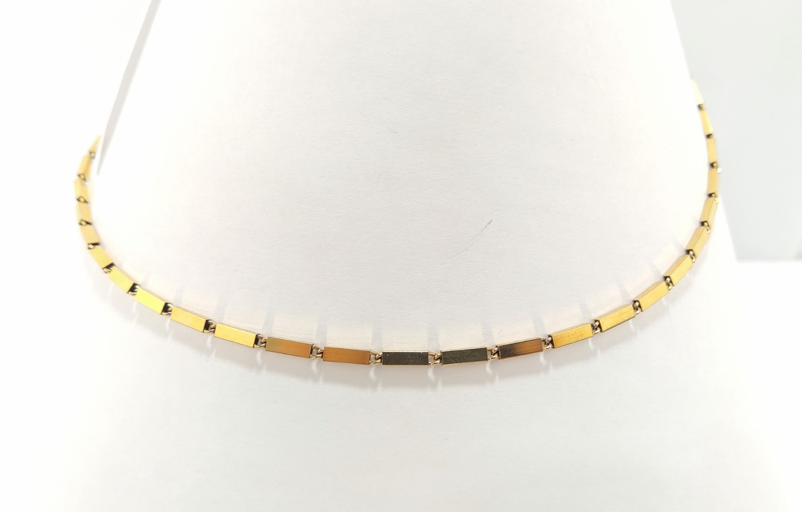 36″ X-LONG UNIQUE Vintage signed MONET Square Tube Link Gold Tone Necklace