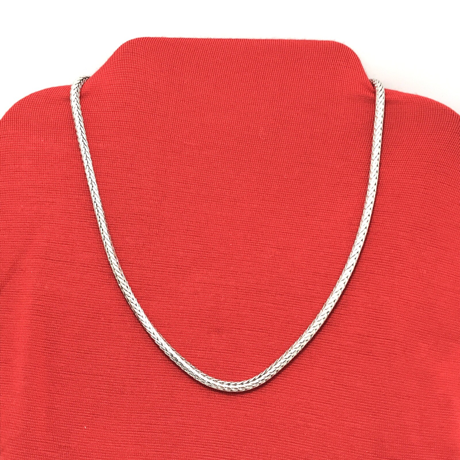 Vintage 3 mm Silver tone 16″ Spiga / Wheat Chain Necklace