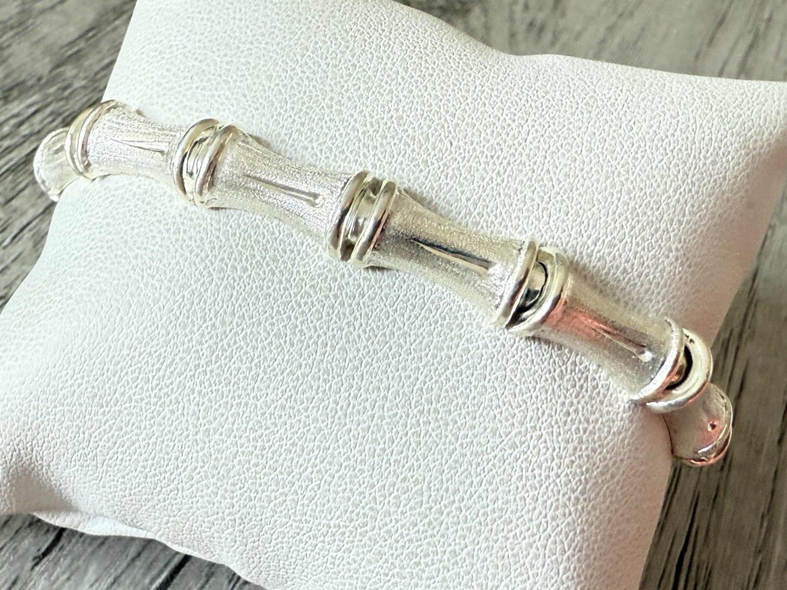 Vintage Signed Sterling Silver 925 Italy Bamboo Link Chunky Chain Bracelet 11g
