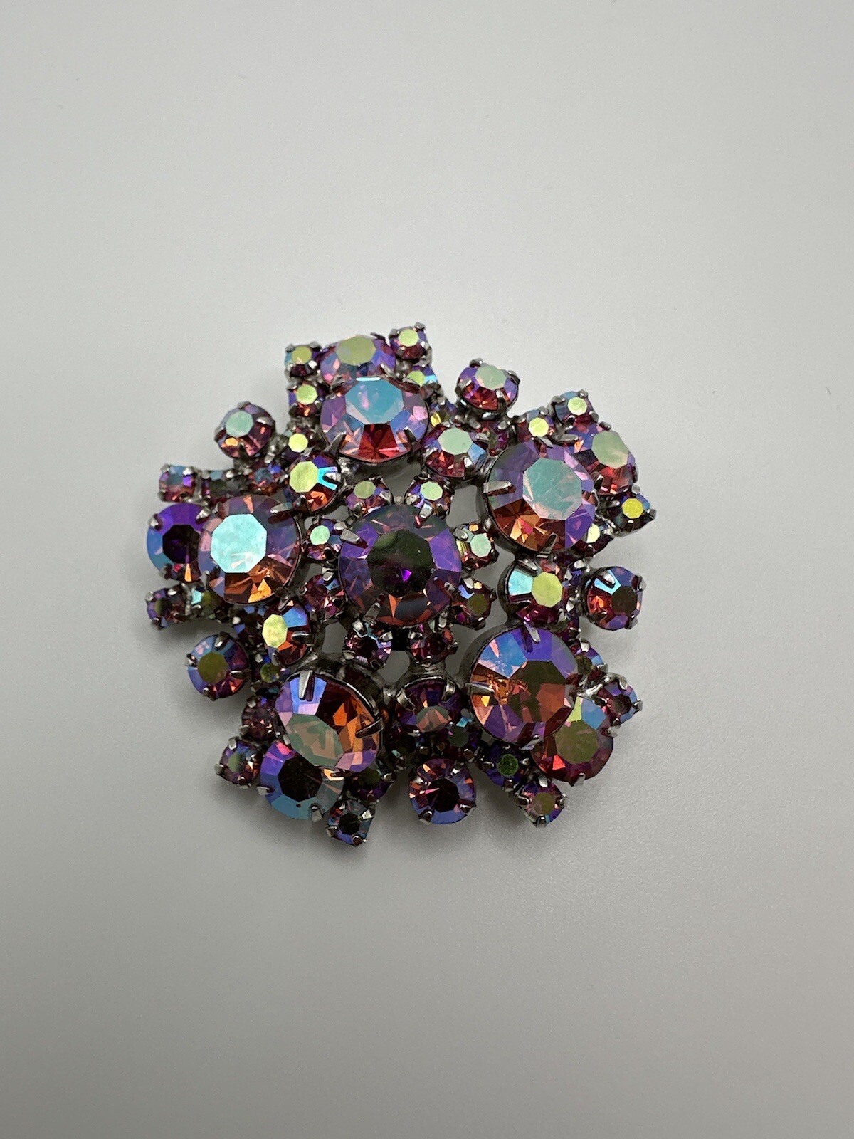 Vintage Red Iridescent Brooch 5.4cm