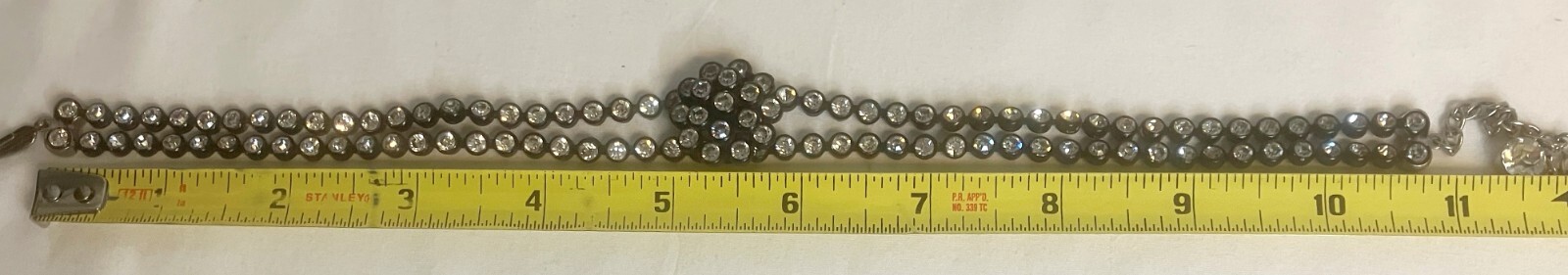 Clear Rhinestone Black Trimmed Lightweight Choker Necklace EC!