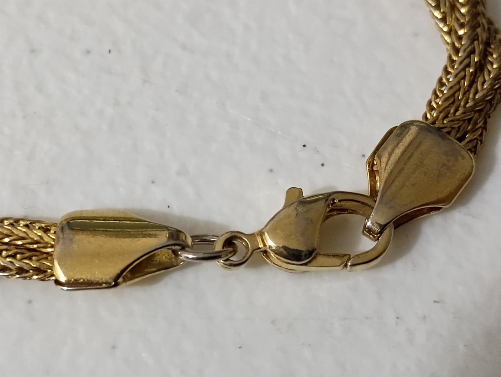 Gold Tone Triple Braided Flat Snake Chain 7.25 In Bracelet