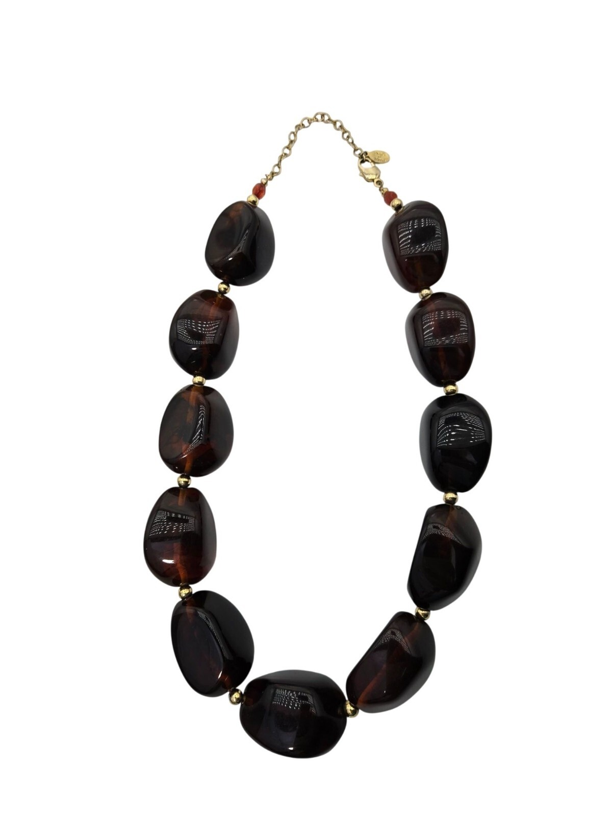 VTG Robert Rose Signed Chunky Faux Amber Bead Necklace Old Money
