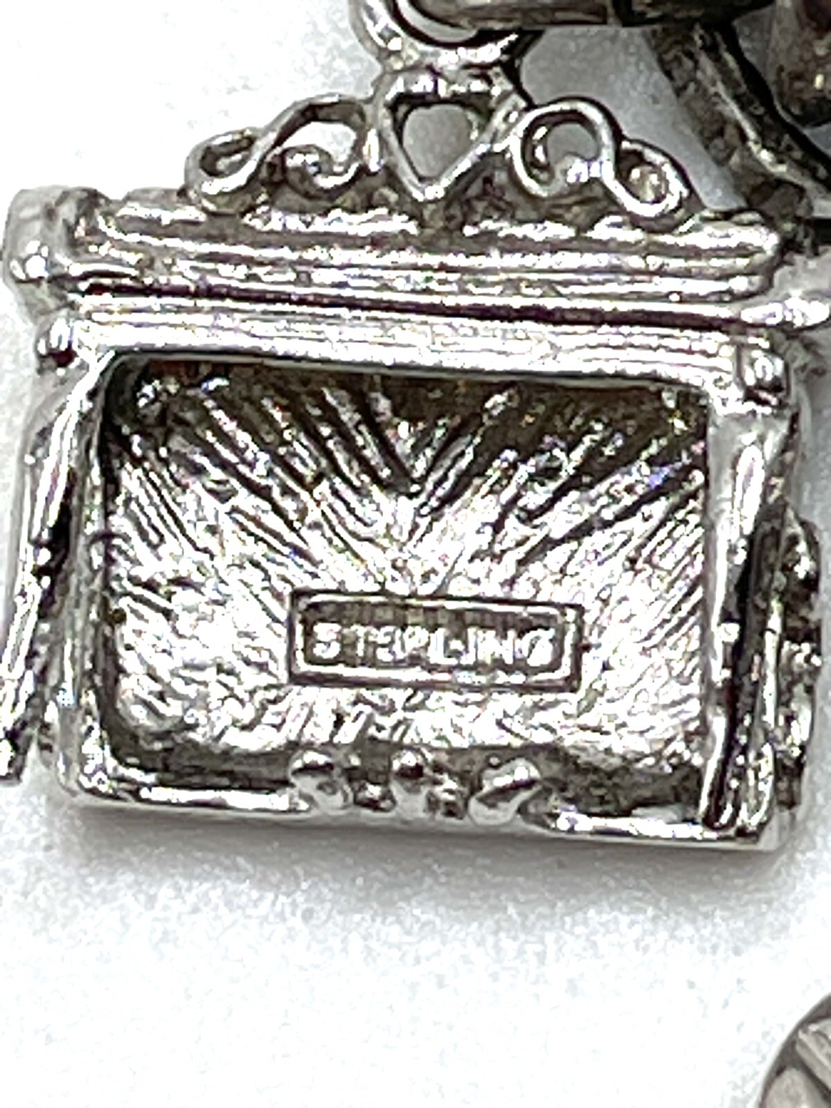 Monet Sterling Silver Articulated Figural Crystal Charm Bracelet 61.5g Vintage