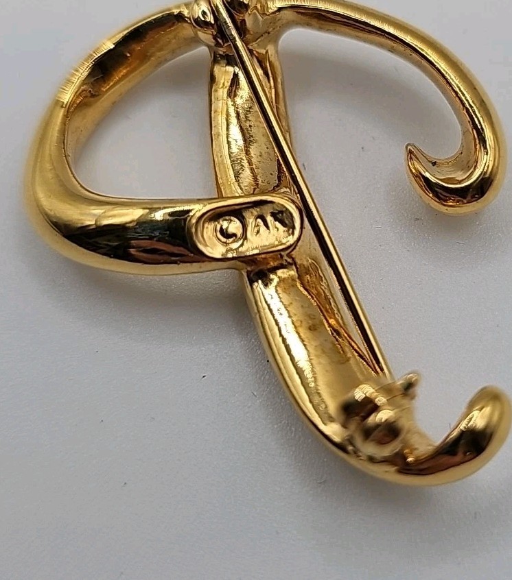 Vintage Anne Klien Letter “P” Brooch, Lapel Or Scarf Pin