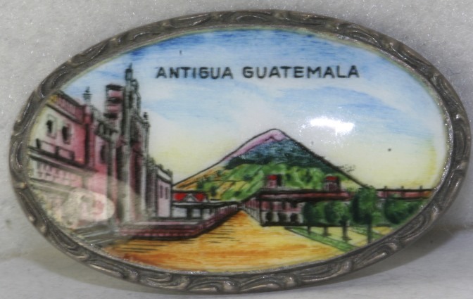 VTG ENAMEL STERLING SILVER ANTIGUA GUATEMALA PIN