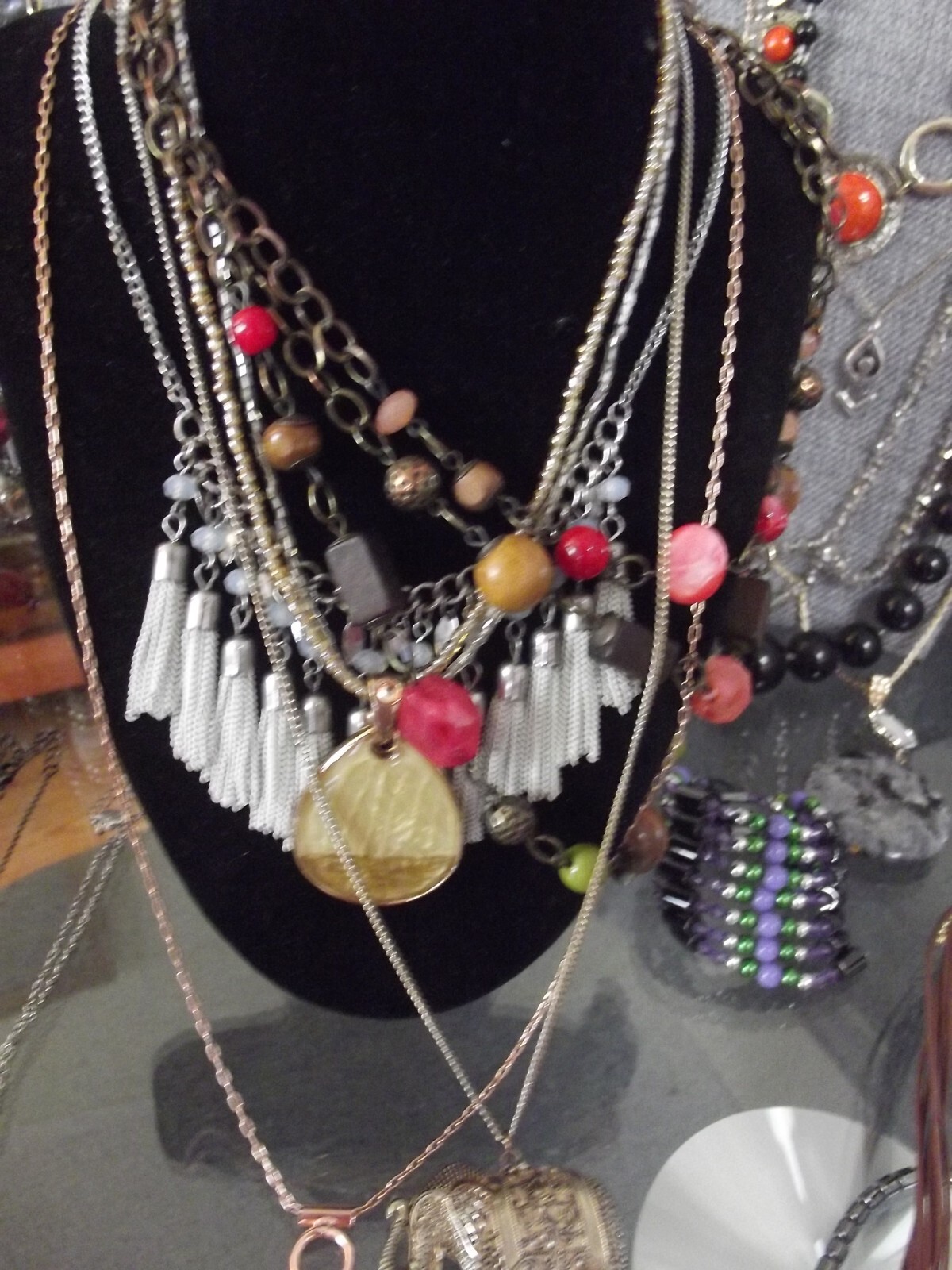 Lot of 50+ Necklaces Vintage 2 Now Some signed ,Stone, Glass, Shell, Acrylic Etc