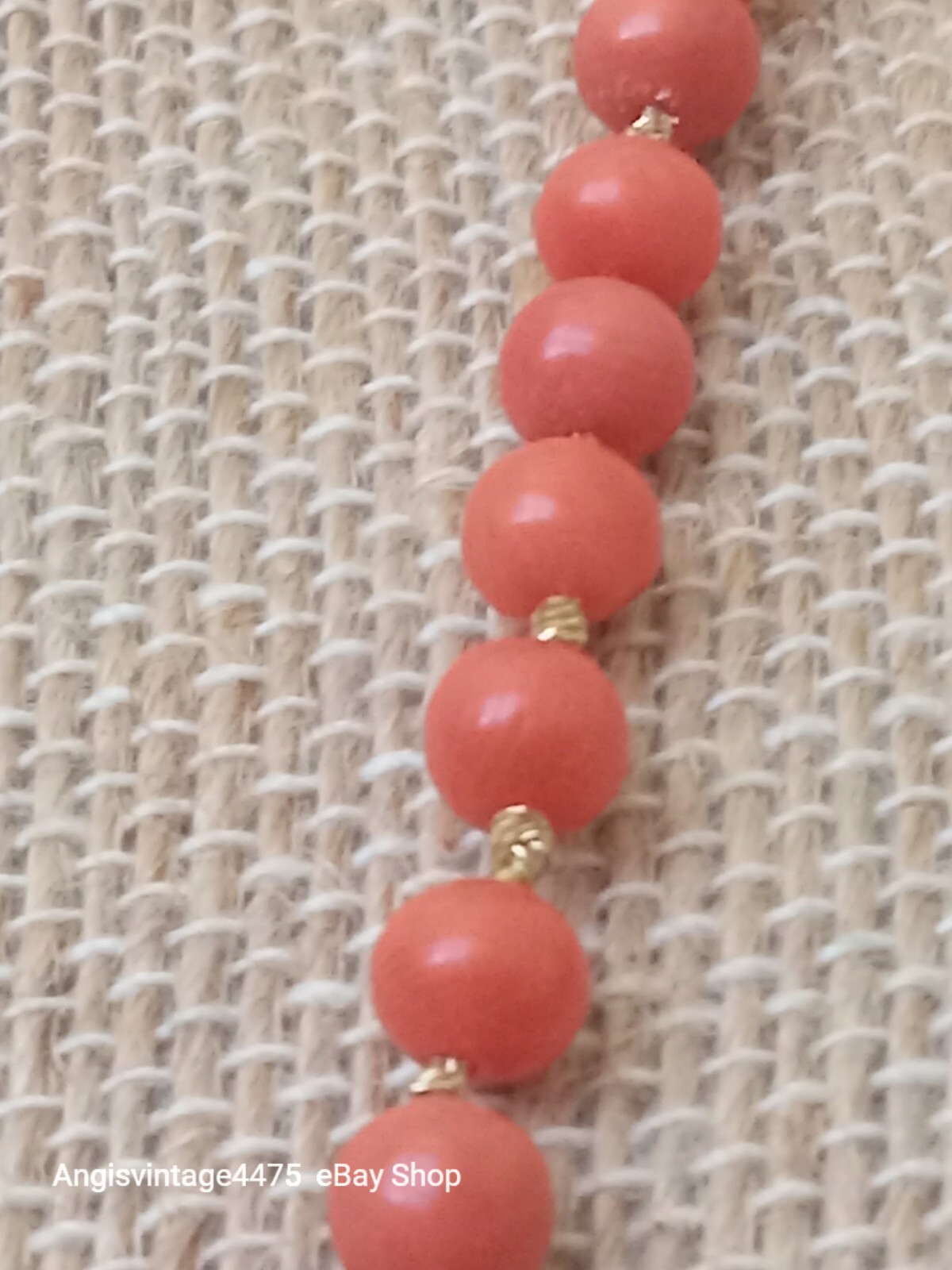 Vtg Mediteranium Coral Unpolished Graduating Beads 10k Clasp Gold Threated 17in