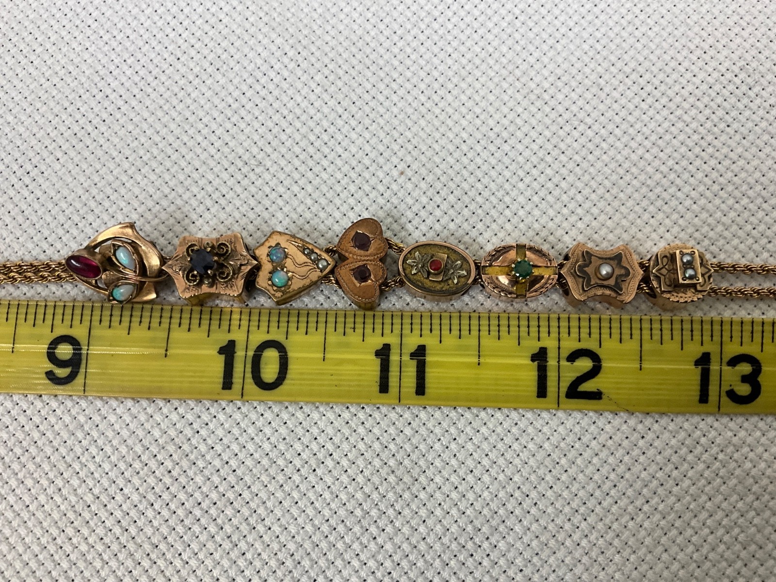 Fabulous Antique 8 Slides Victorian Gold Filled Watch Chain Necklace
