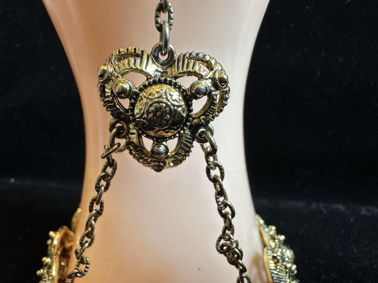 Vintage ethnic India Ring Bracelet combo appears to be heavy made gold plated