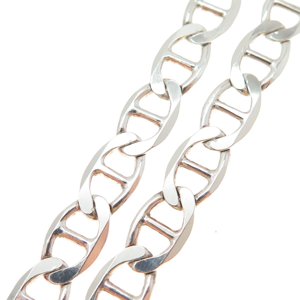 925 Sterling Silver Vintage Italy Anchor Mariner Chain Necklace 24″