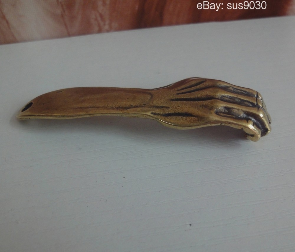 Solid Brass Lucky Right Hand Statue Pendant