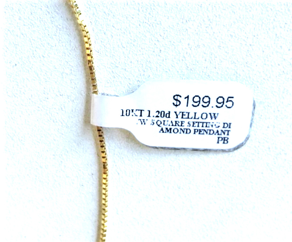 Vintage 10K Yellow Gold 1.2 Ct Square Cut 4-Diamond Pendant Necklace Lot 18″ NWT
