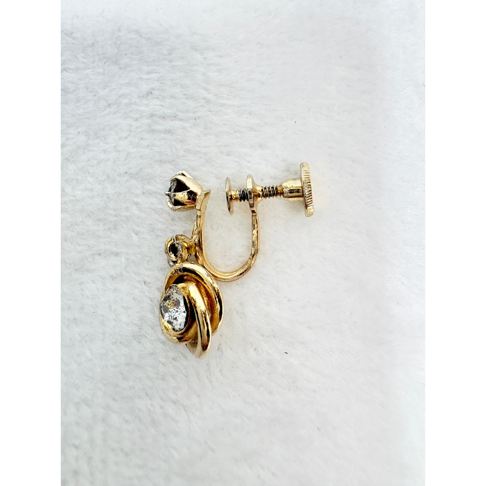 1950s Signed Coro Gold-tone Knot Earrings Screw-back-Mid Century Jewelry