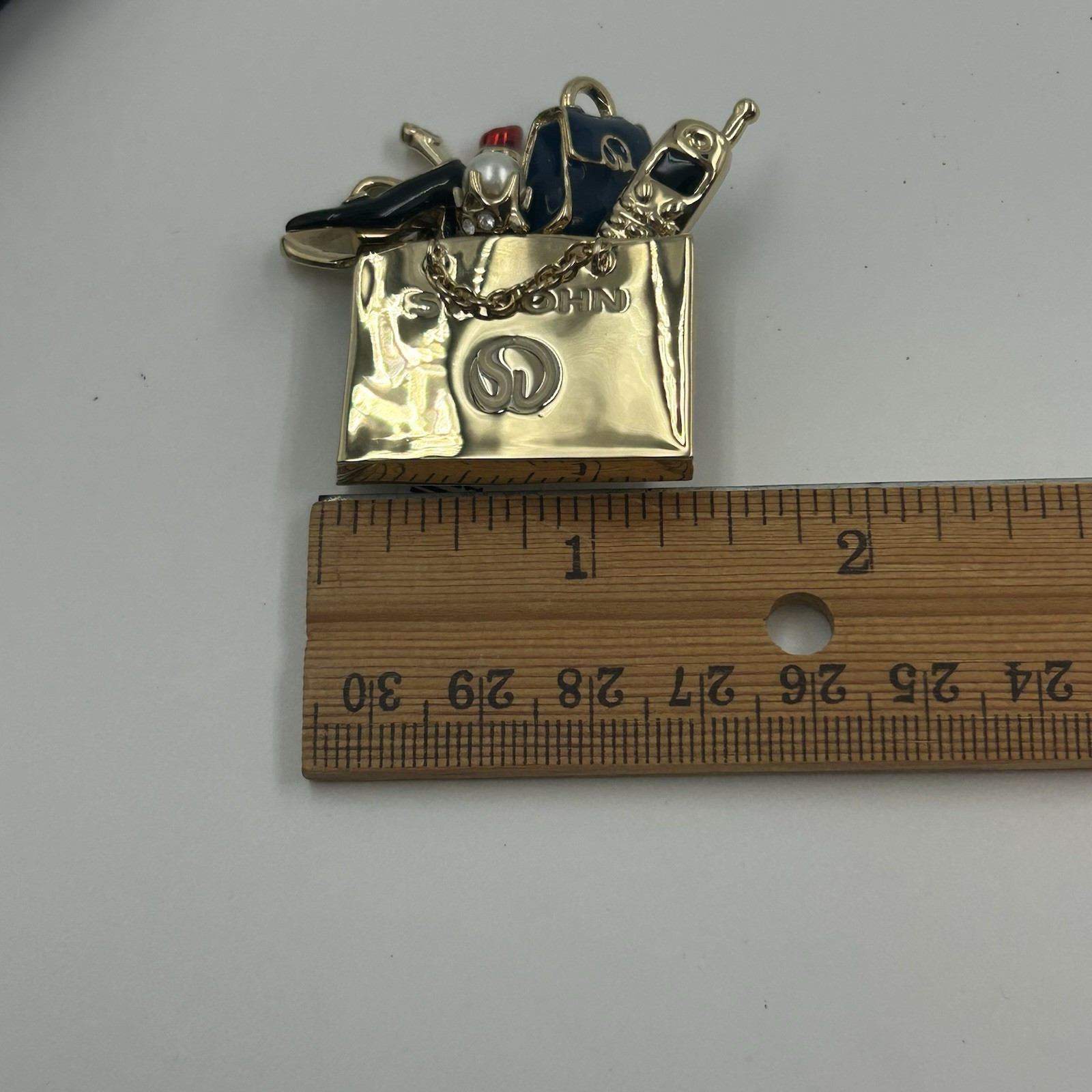 St. John Gold Brooch Lipstick Purse Heels Vintage NEW