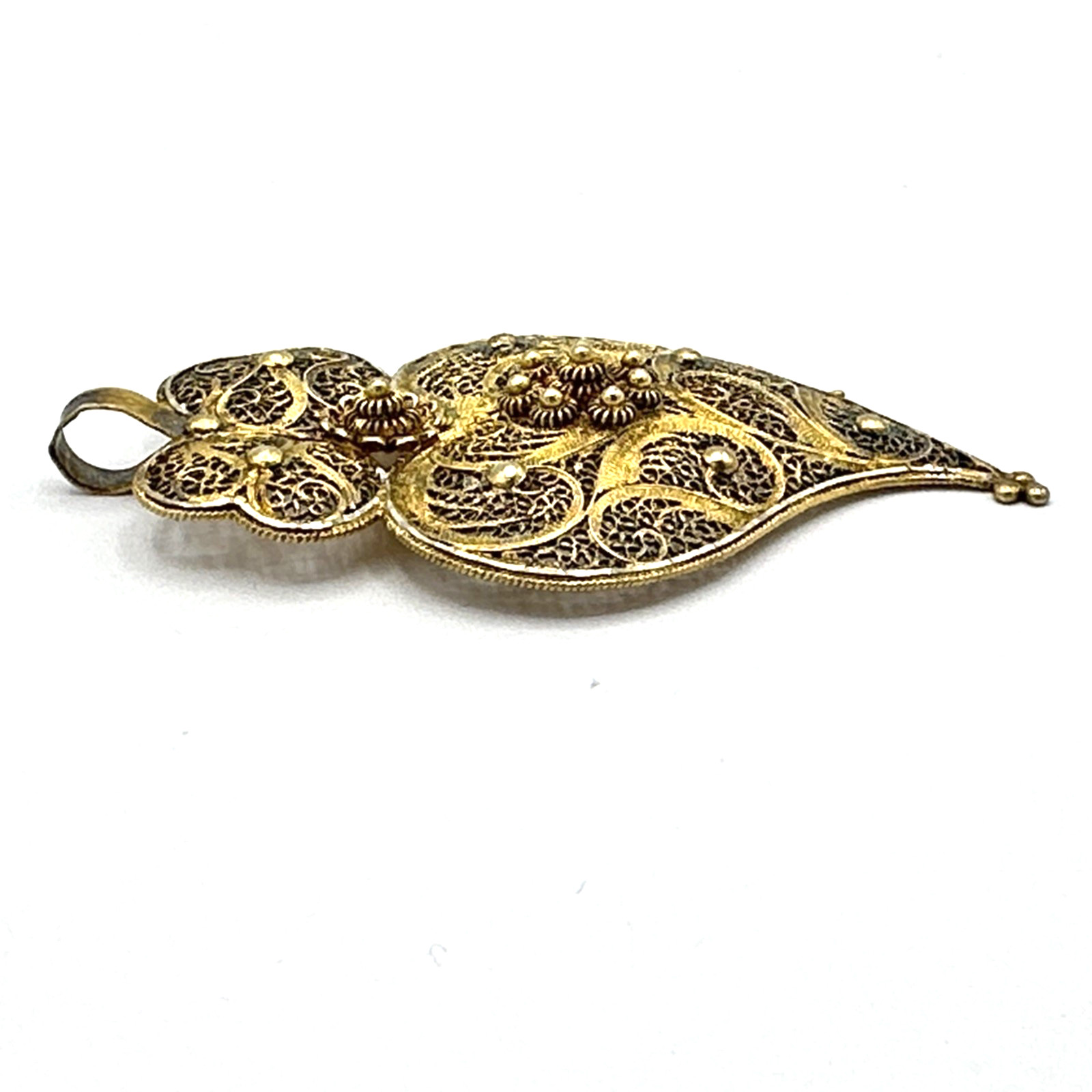 VIANA HEART pendant & earring set – vintage filigree sterling silver gold wash