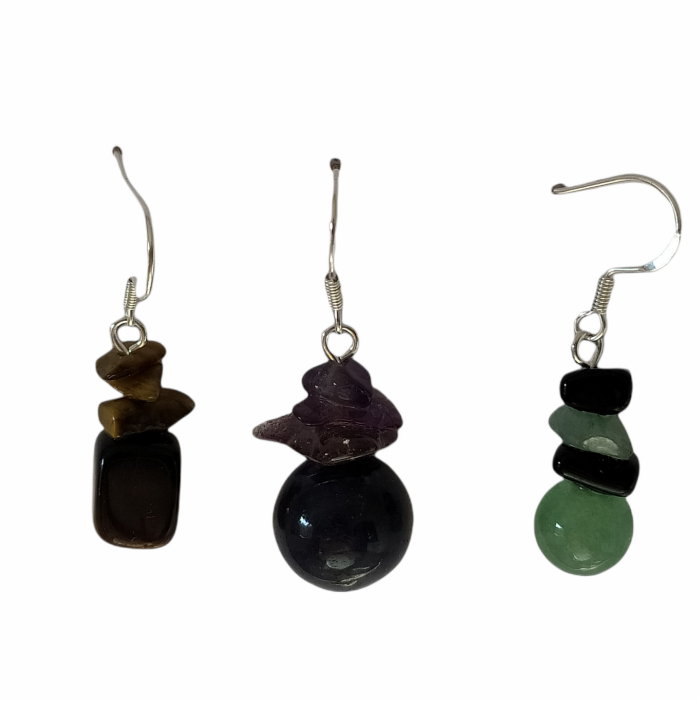 Amethyst, Jade & Tiger’s eye In Beautiful Earrings Handmade & Free Shipping!!.