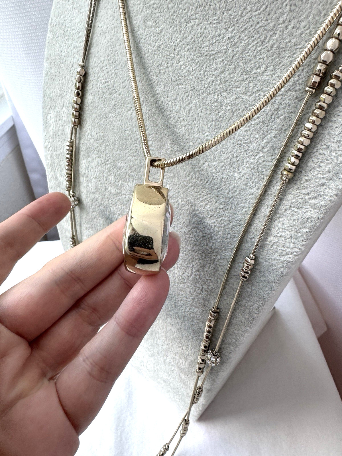 Vintage Designer 1990s 2000s y2k Bling Modernist *2 Necklaces STACK* Lot Unique