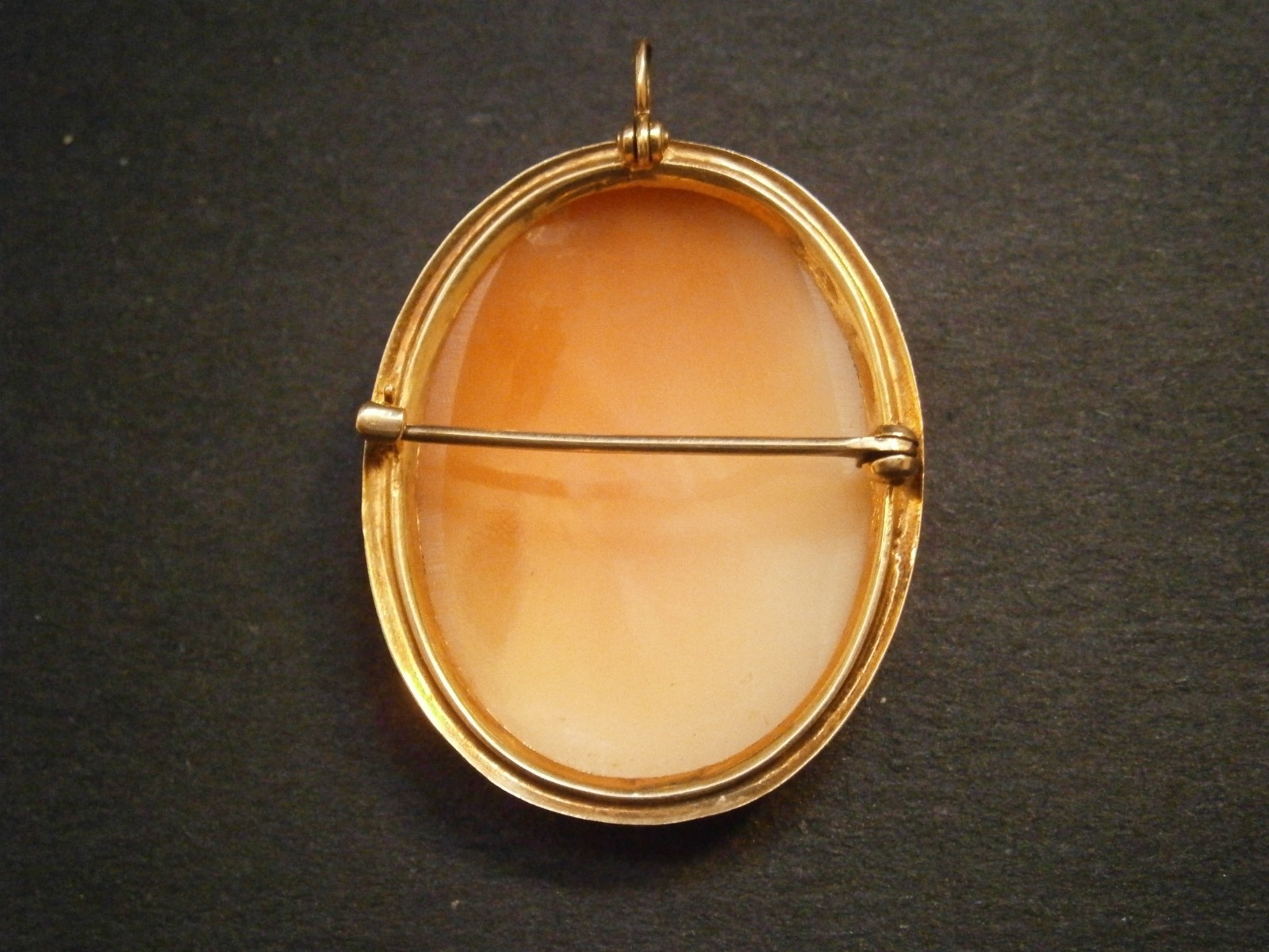 Vintage Gold Frame BDA Signed Conch Shell Victorian Cameo Brooch Pin Pendant