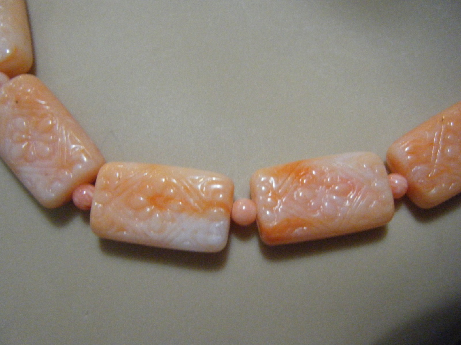 Antique Necklace faux coral Lucite large &real pink coral supportive beads