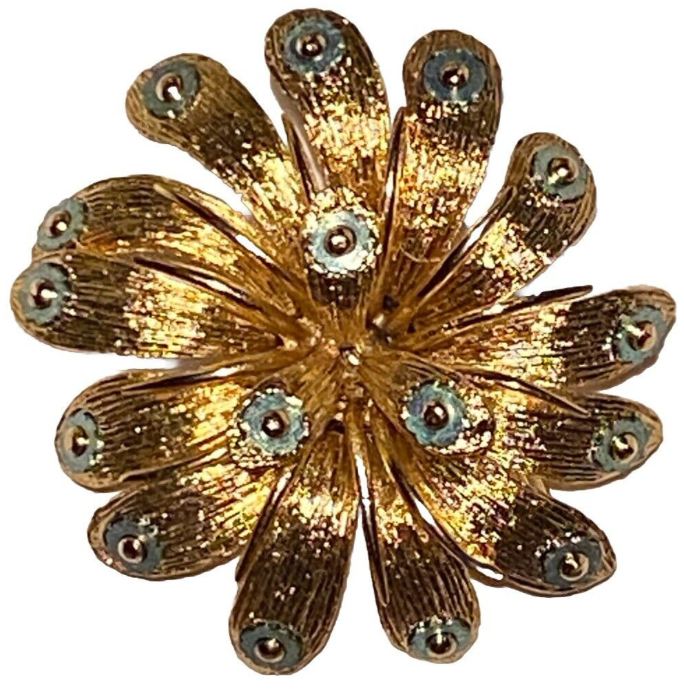 ORENA PARIS VINTAGE GOLD TONE SCULPTURAL BROOCH PIN