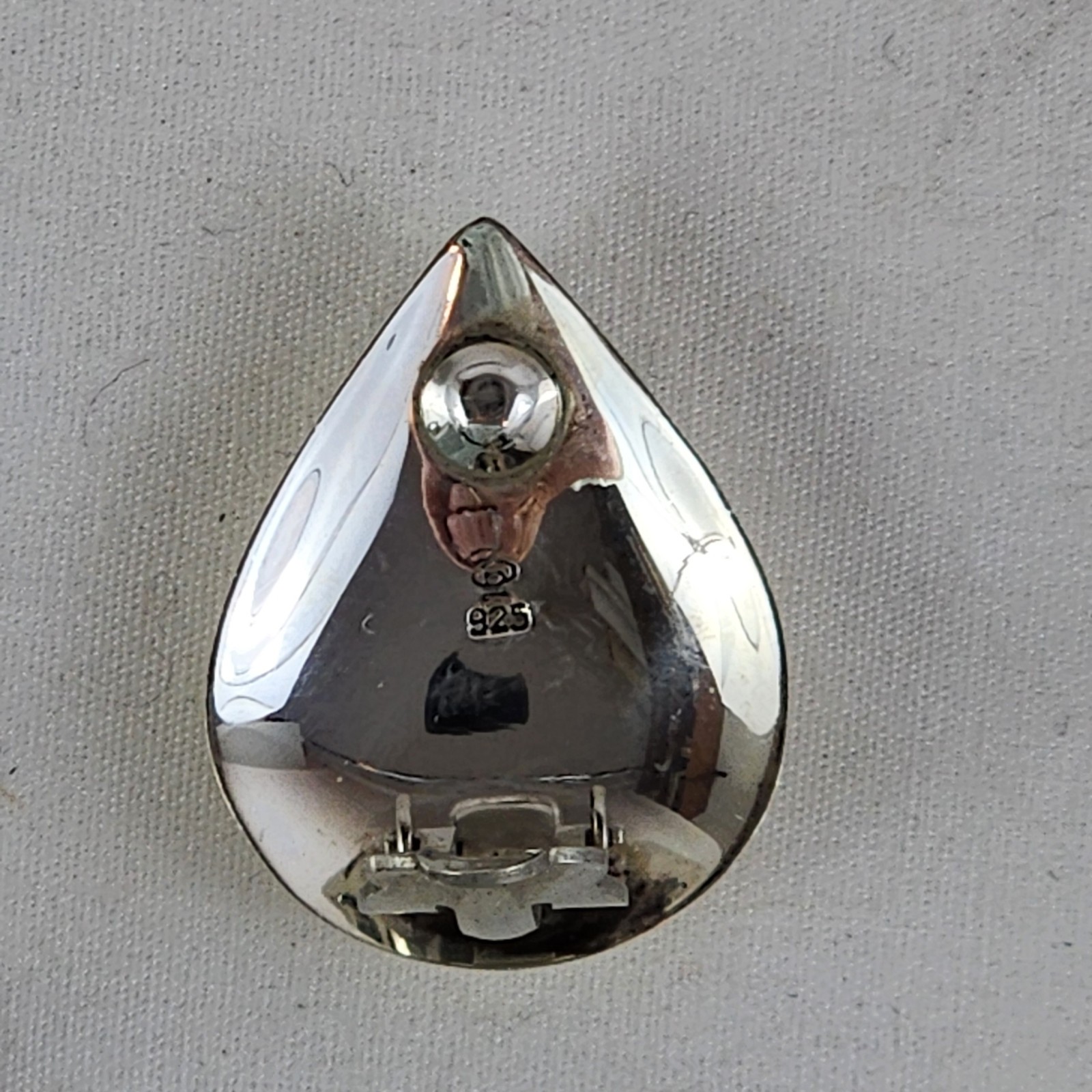 925 Sterling Silver Abalone Teardrop Clip On Earrings VTG Coldwater Creek