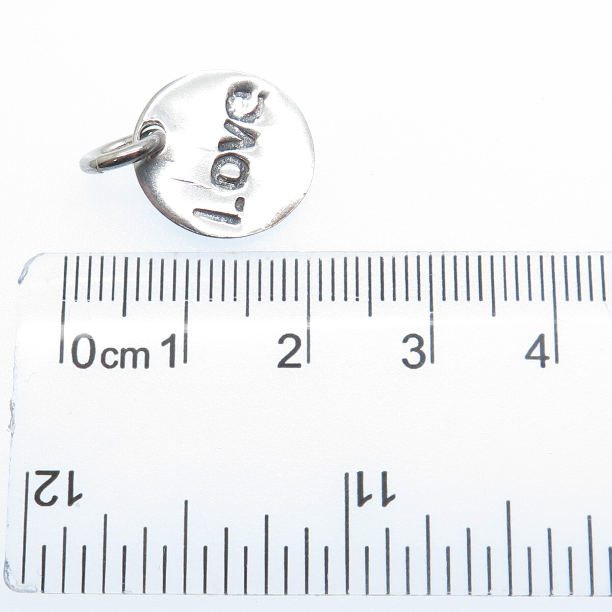 925 Sterling Silver Vintage Heart Love Round Tag Oxidized Mini Charm Pendant