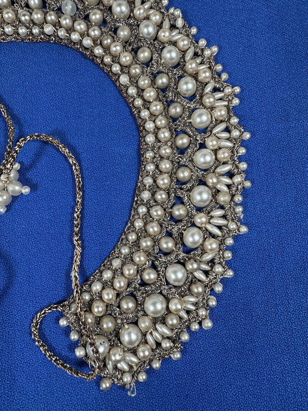 🩶 faux PEARL COLLAR BIB Vintage 1950’s GARFINKLES necklace W/STORE LABEL
