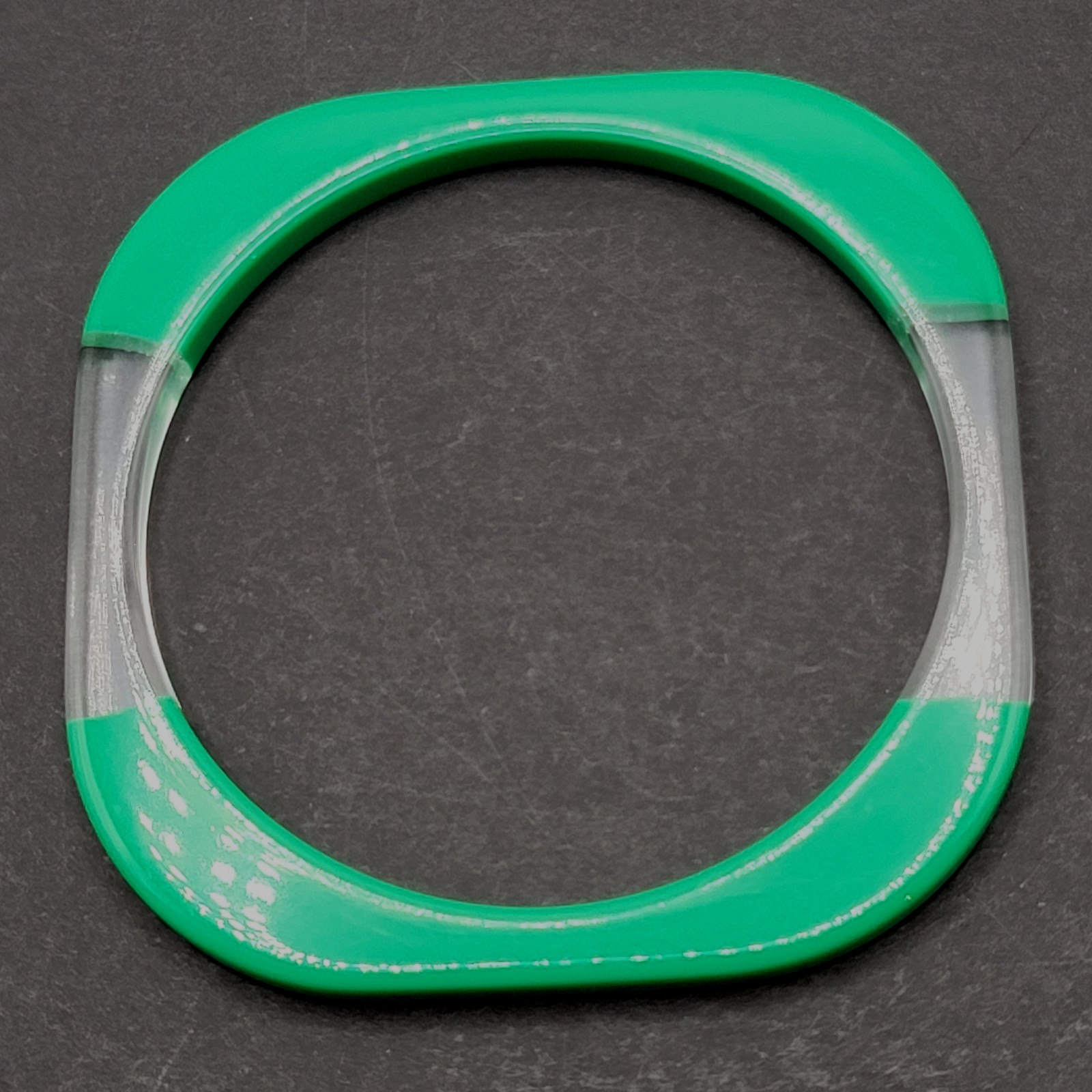 Green and Clear Lucite Bangle Bracelet Unique Retro Style Vintage 1980s