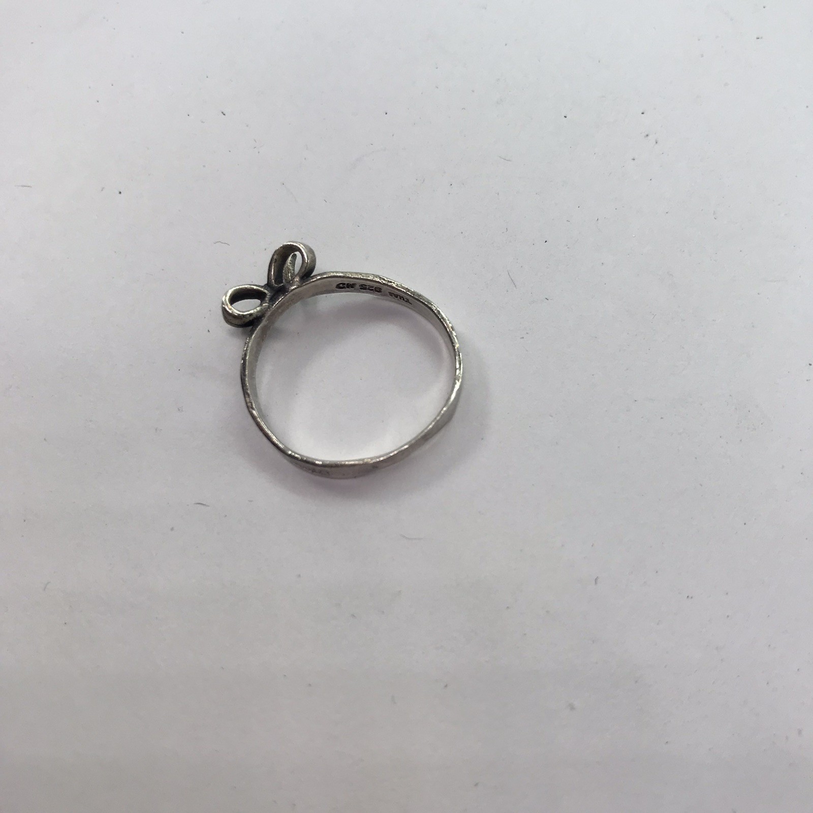 Vintage Sterling Silver Signed 925 CW Thai Silver Bow Ribbon Ring sz 8 Coquette